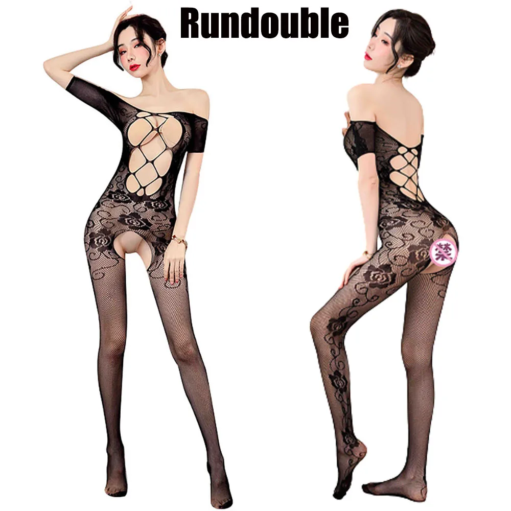 

New Sexy Bodystockings Lingerie Bodysuit Underwear Women Fishnet Crotchless Mesh Tights Erotic Babydoll Perspective Costumes