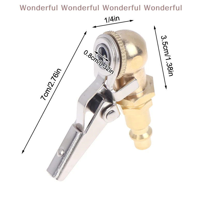 Válvula infladora de mandril de ar para pneu de carro, 2 peças com cinto de matéria-prima, bola fechada de latão, 1/4 polegadas, fnpt, fluxo fechado, inflador de pneus