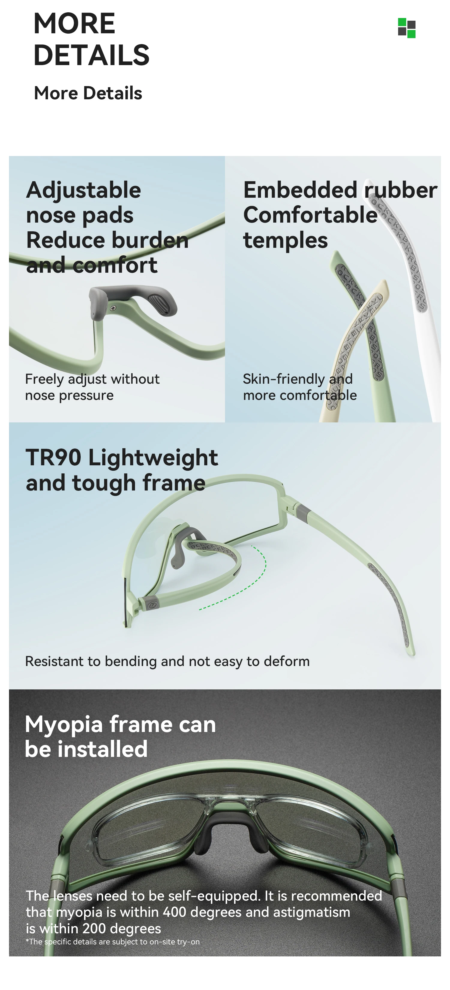 ROCKBROS Radfahrbrille Leichtgewicht Photochromatisch Polarisierte Fahrradbrille Antibeschlag UV400 Sonnenschutz Sonnenbrille für Im Freien Sports – Detail 11