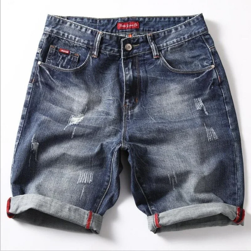 Homens Cinza Denim Shorts Jeans Calças de Boa Qualidade Homens de Algodão Na Altura Do Joelho Jeans Curtas Novo Verão Masculino Tamanho Grande Denim