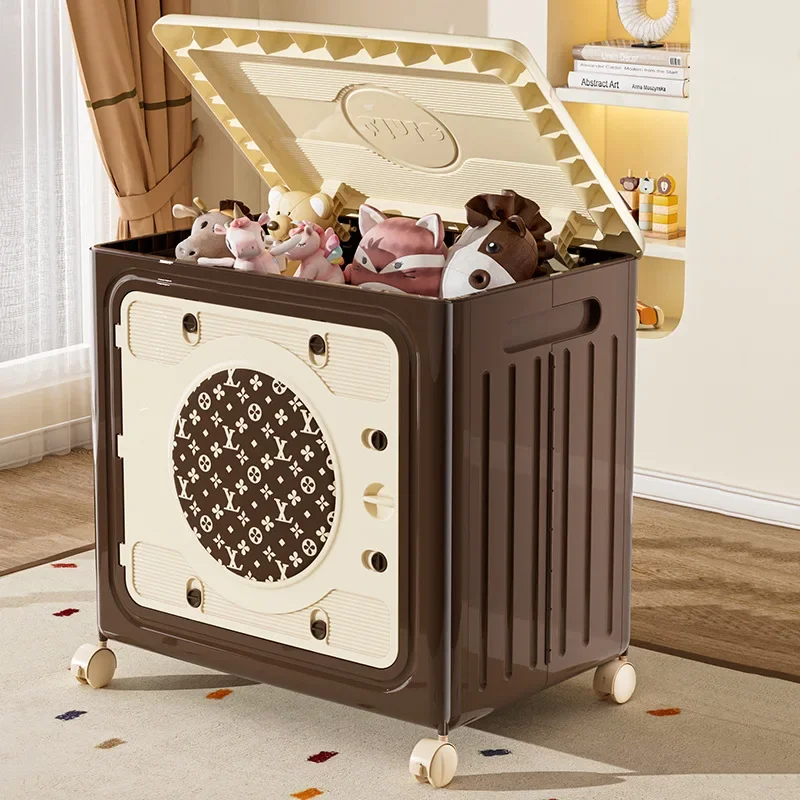 Capa flip estilo antigo na caixa de armazenamento porta dupla caixa de classificação de roupas grande capacidade doméstica com rodas colcha armário