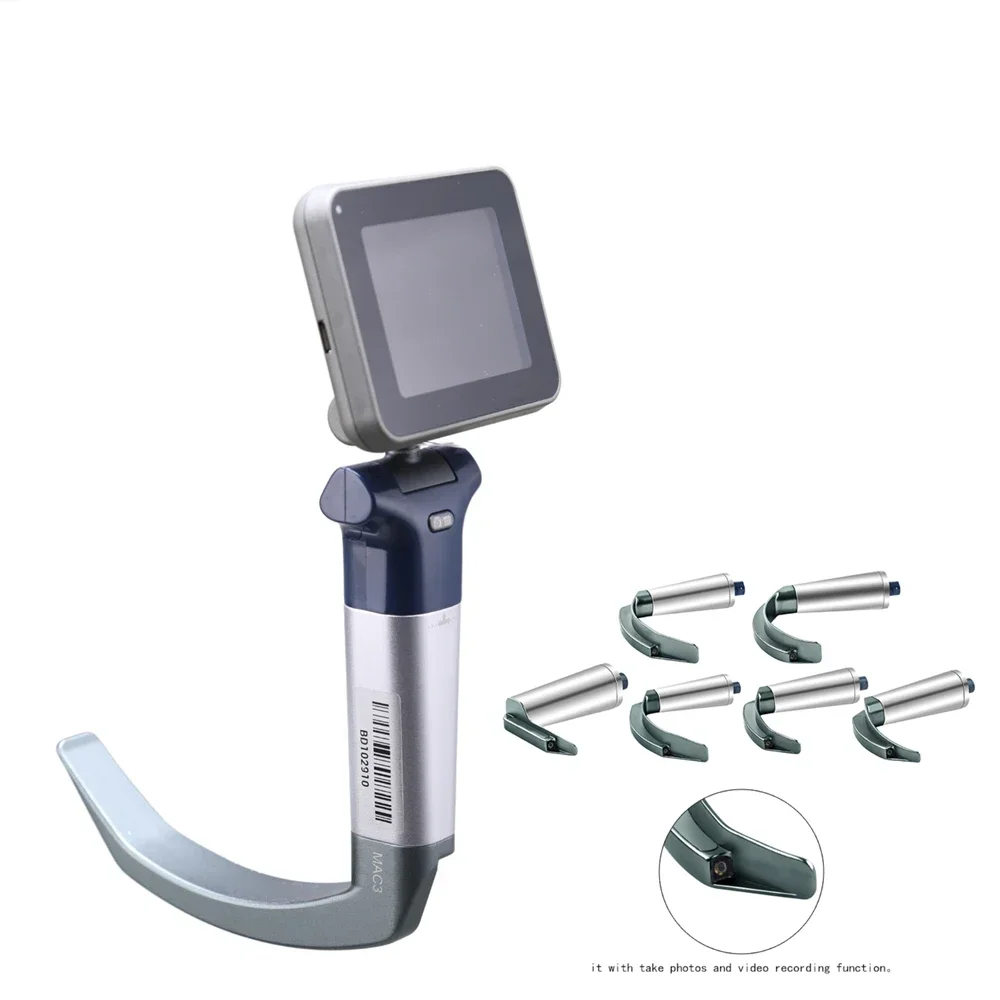 

3 Inch Digital Handheld Recordable Reusable Video Laryngoscope With 6 Blades