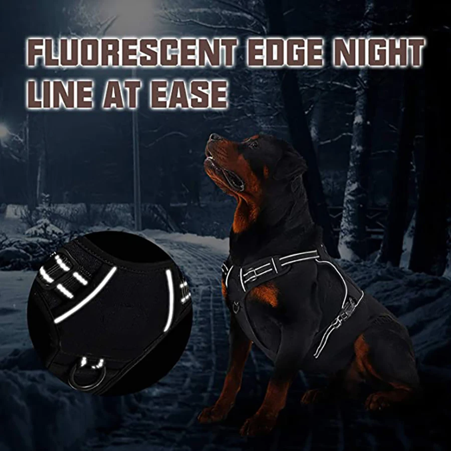 Painless No Pull Large Dog Tactical Harness - Durable Military-Style Vest with Reflective Straps & Secure Control Handle