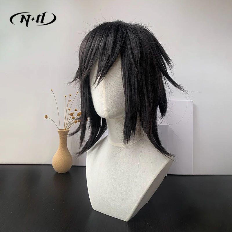 Pelucas de Cosplay ND Giyu Tomioka Kimetsu no Yaiba, pelucas de pelo de Cosplay de Anime para Comic Con Coser, fiesta de disfraces, sintético resistente al calor
