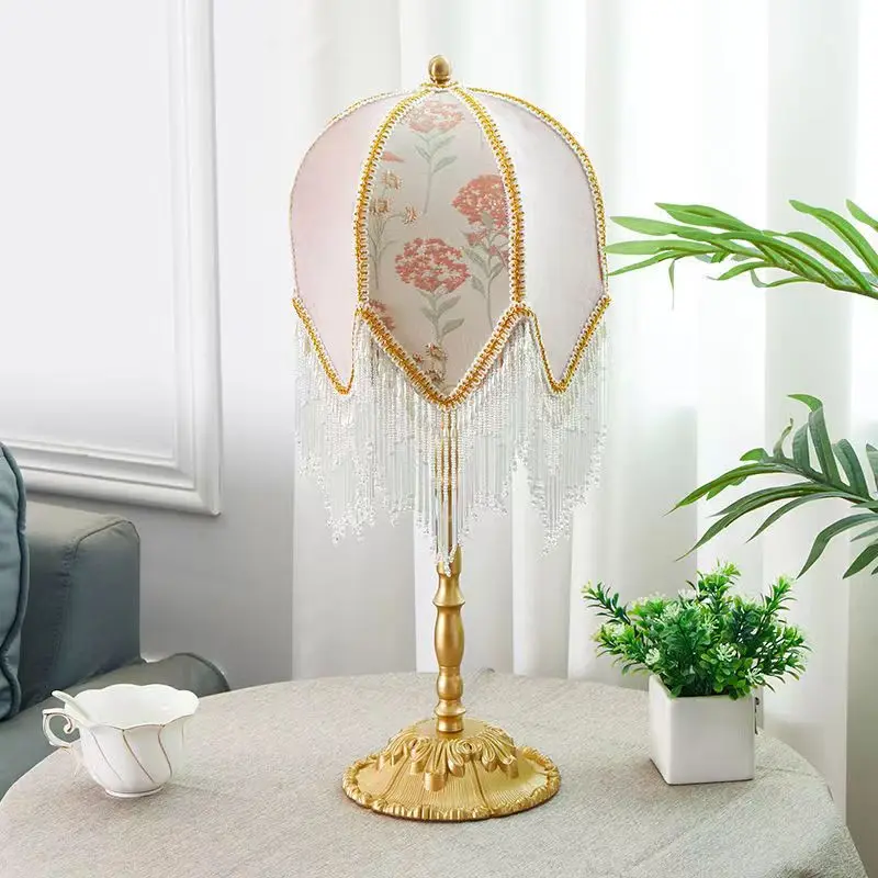 OUFULA French Tassels Table Lamp American Retro Living Room Bedroom Villa European Pastoral Creative Desk Light