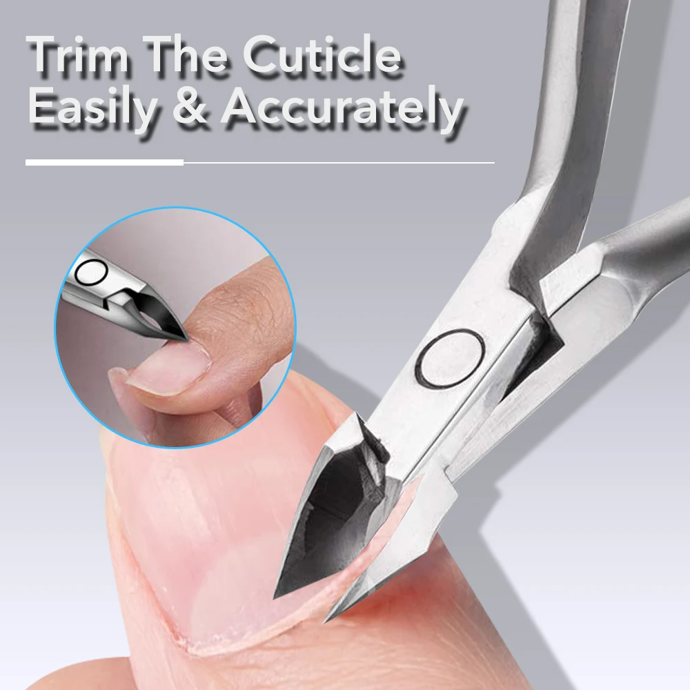 1 pçs pinças de cutícula trimmer 3/4 mandíbula tesoura de cutícula cortador de aço inoxidável removedor pedicure manicure ferramenta do prego