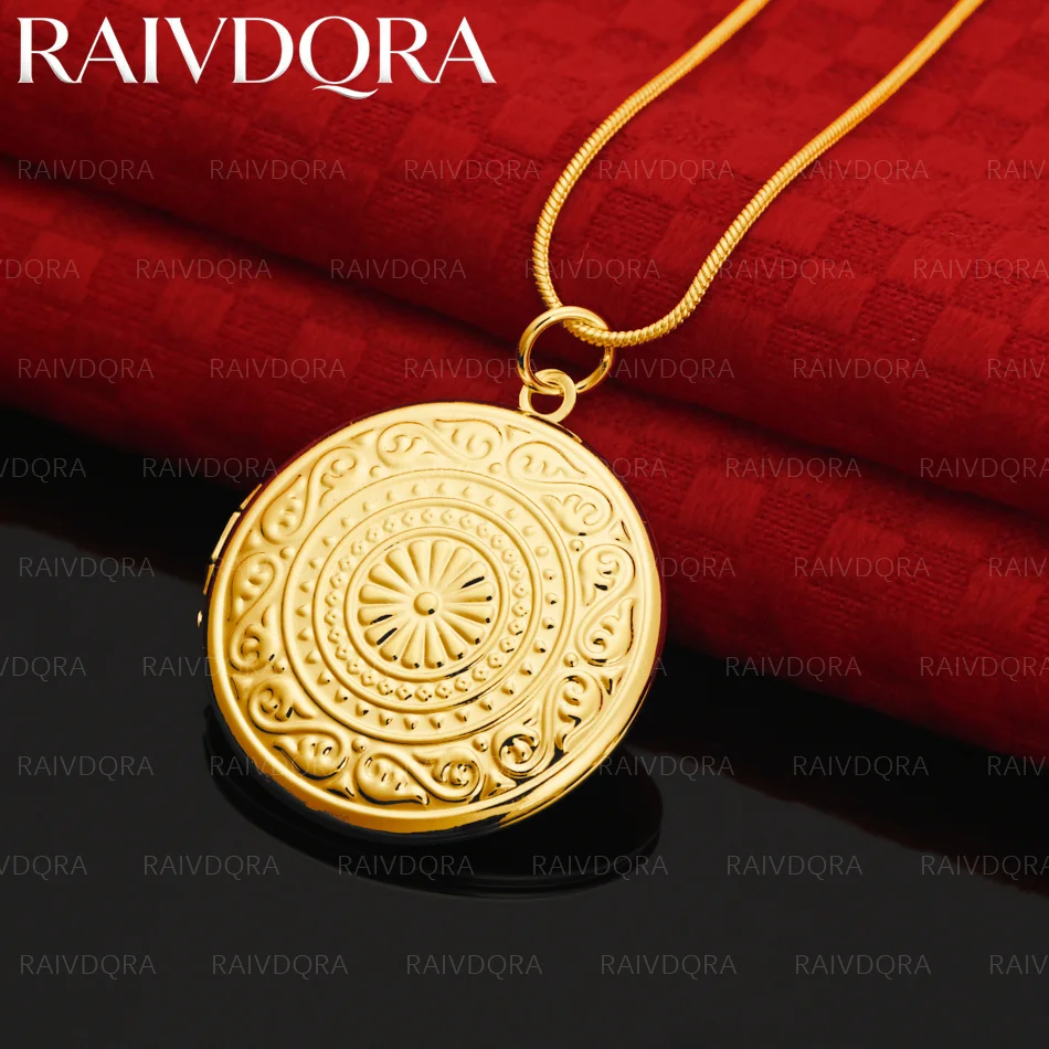 18K Gold Plated Round Pendant Necklace For Women Men Charm Trend Birthday Gifts Fashion Party