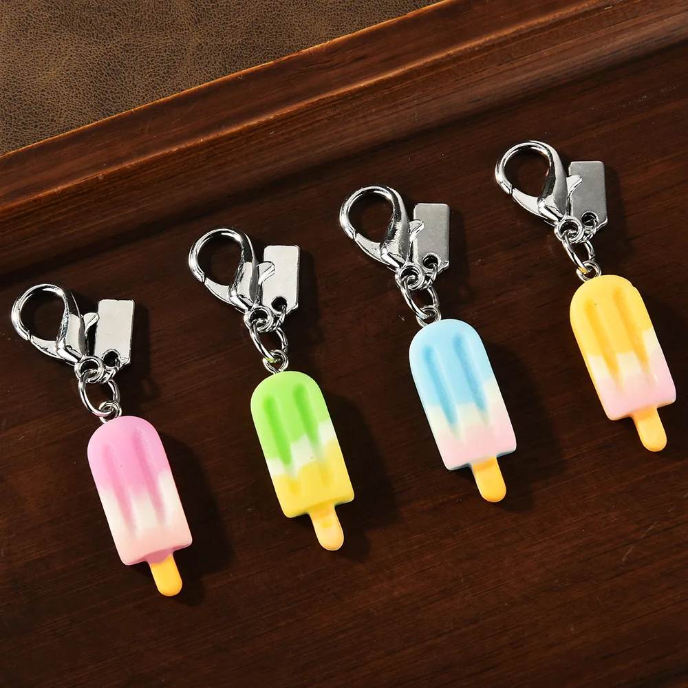 Ice Cream Popsicle Cute Keychain Simulation Resin Personalized Key Ring Bag Charm DIY Accessories Car Keychain Jewelry Girl Gift