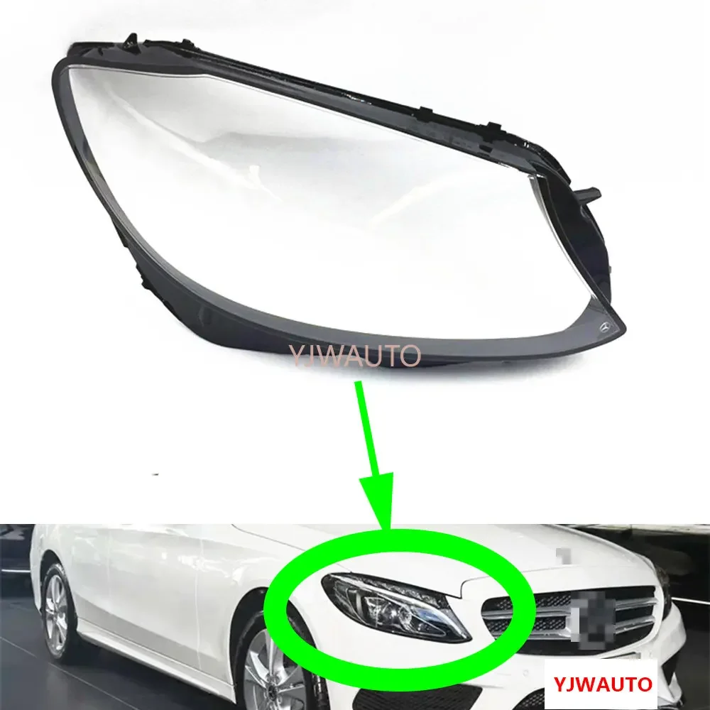 For Mercedes-Benz W205 C180 200 260L 280 300 2015 2016 2017 2018 2019 Headlight Lens Car Headlamp Cover Glass Auto Shell