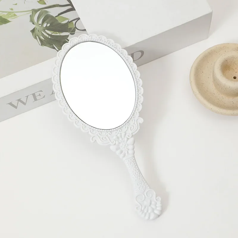 1pcs Vintage Carved Handheld Vanity Makeup Mirror Makeup Vanity Hand Handle Cosmetic Compact Mirror for Women Accessories