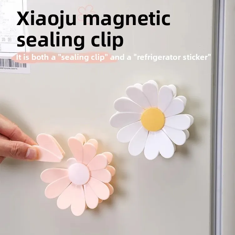 

Магнитный зажим для уплотнения ромашки, зажим для закусок, персонализированный лепесток, креативный трехмерный магнит на холодильник, зажим для сумки с едой