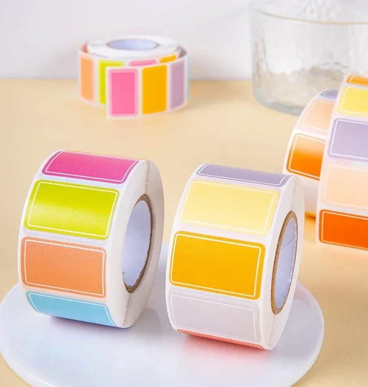 500pcs/roll Color Coding Labels Self Adhesive Rectangle Stickers Solid Color Label Tags for Inventory Classroom Office Marking