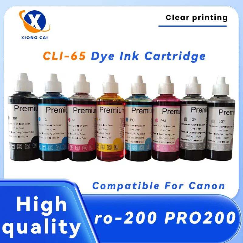 

CLI-65 CLI65 8*100 мл Набор красительных чернил премиум-класса для принтера Canon 65 CLI65PIXMA Pro-200 PRO200