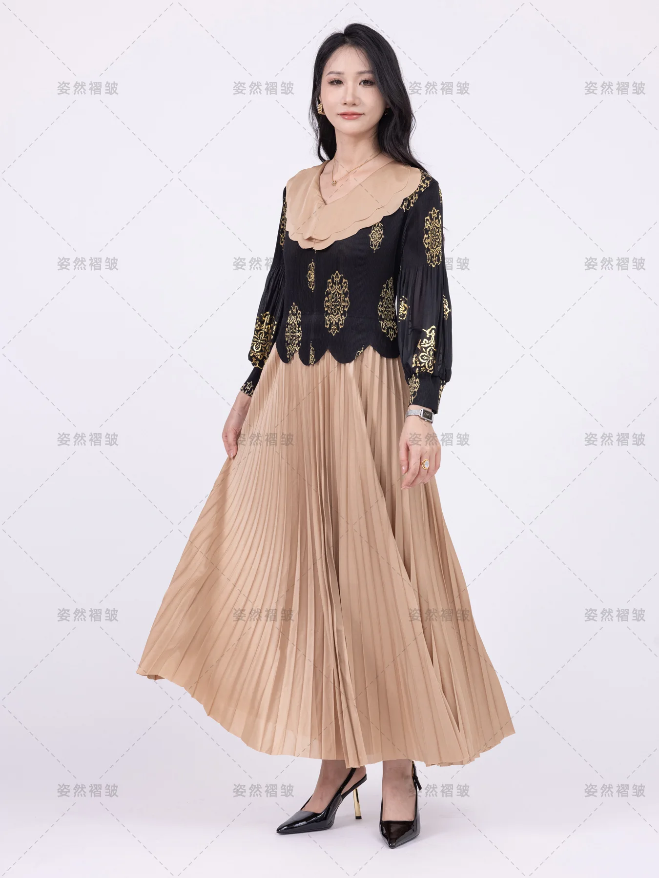 Luksusowe sukienki plus size dla kobiet, plisowane sukienki szyfonowe Miyake z długim rękawem, eleganckie sukienki wieczorowe na przyjęcia i bale, modne damskie sukienki.