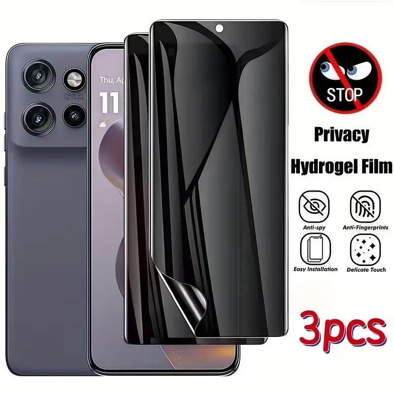 3 Stück Privatsphäre-Hydrogel-Folie für Moto G96 G86 5G G85 G84 G75 G64 G56 G55 G54 Power 5G G17 G15 G35 Anti-Spy Displayschutzfolie