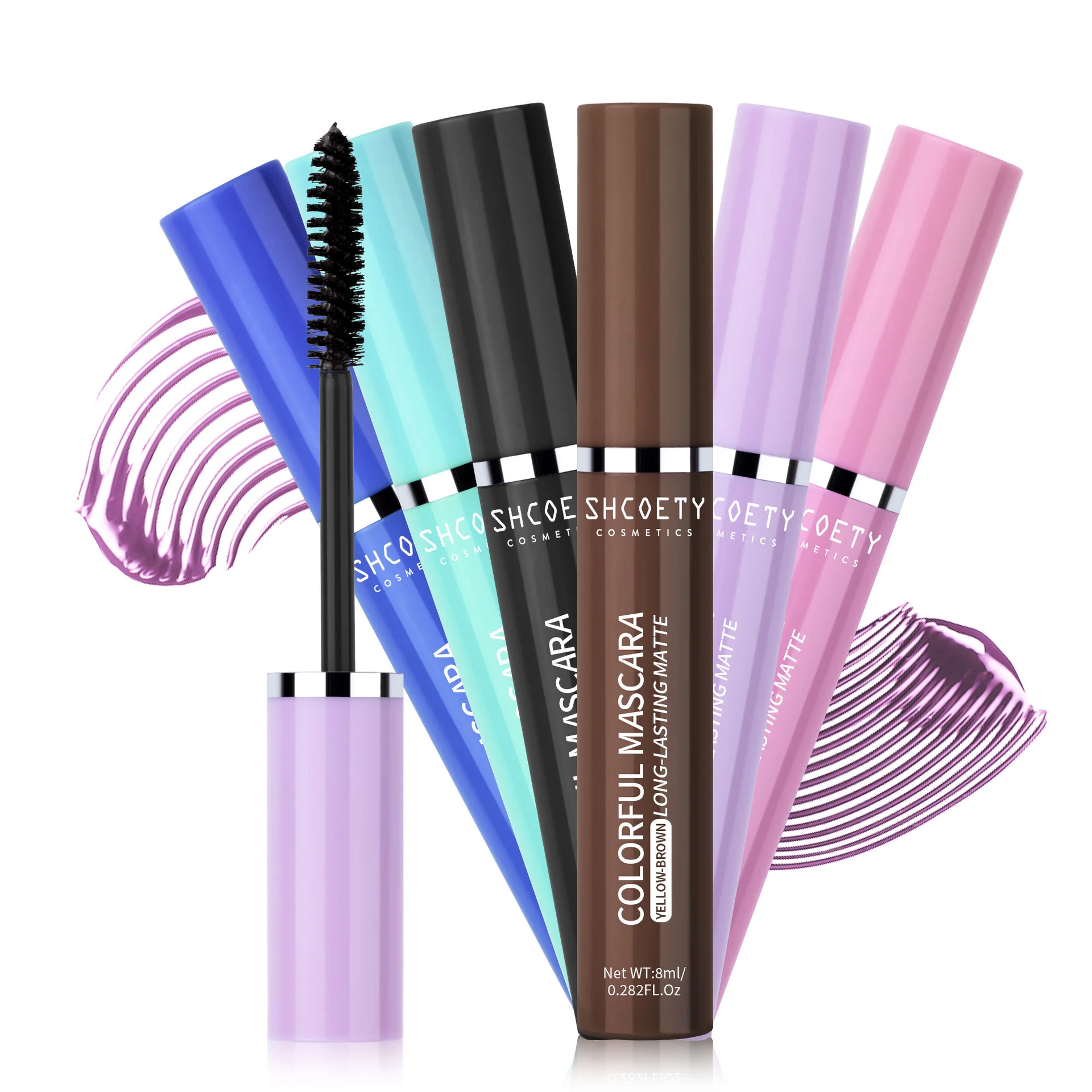 Mascara per ciglia rosso marrone Trucco per palcoscenici natalizi Mascara colorato Crema Blu Verde Mascara impermeabile duraturo Ciglia arricciate