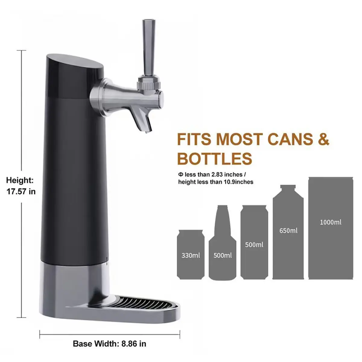 Draft Beer Dispenser System, Mini Home Kegerator for Cans and Bottles, Portable Beer Tap with Ultra Fine Foam