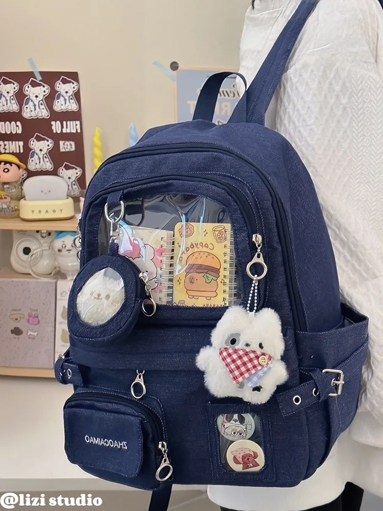 Borsa a doppia spalla grande Capaci Borsa dolorosa per craer di riso carina Borsa per libri per studenti Trasparente giapponese Sle Alto valore estetico