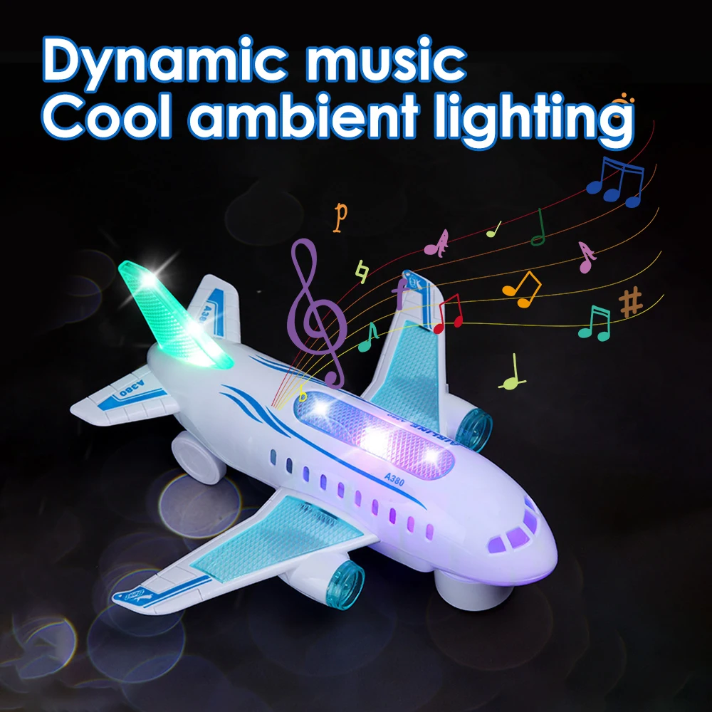Kids Light Music Simulation Passenger Plane Toy Electric Airplane Model with Lights Sound and Music for Boys Birthday Gift