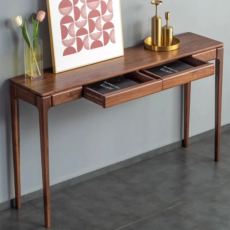 New Style Wooden Console Table With Drawers Solid Wood Entrance Side Table Modern Minimalist Hallway Console Tables Furniture