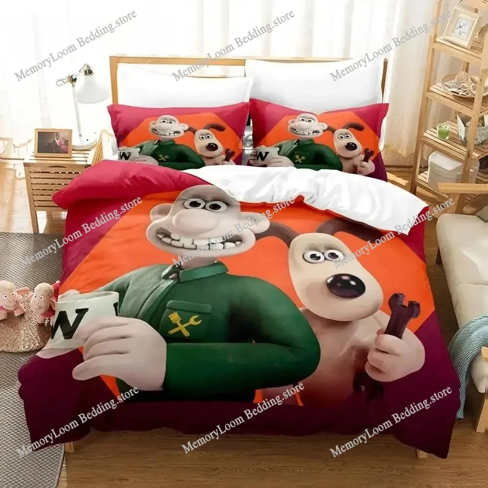 

Wallace&Gromit Duvet Cover Pillowcase Bedding Set Adult Boy Girl Bedroom Decoration Children Gift Single Double Large Size