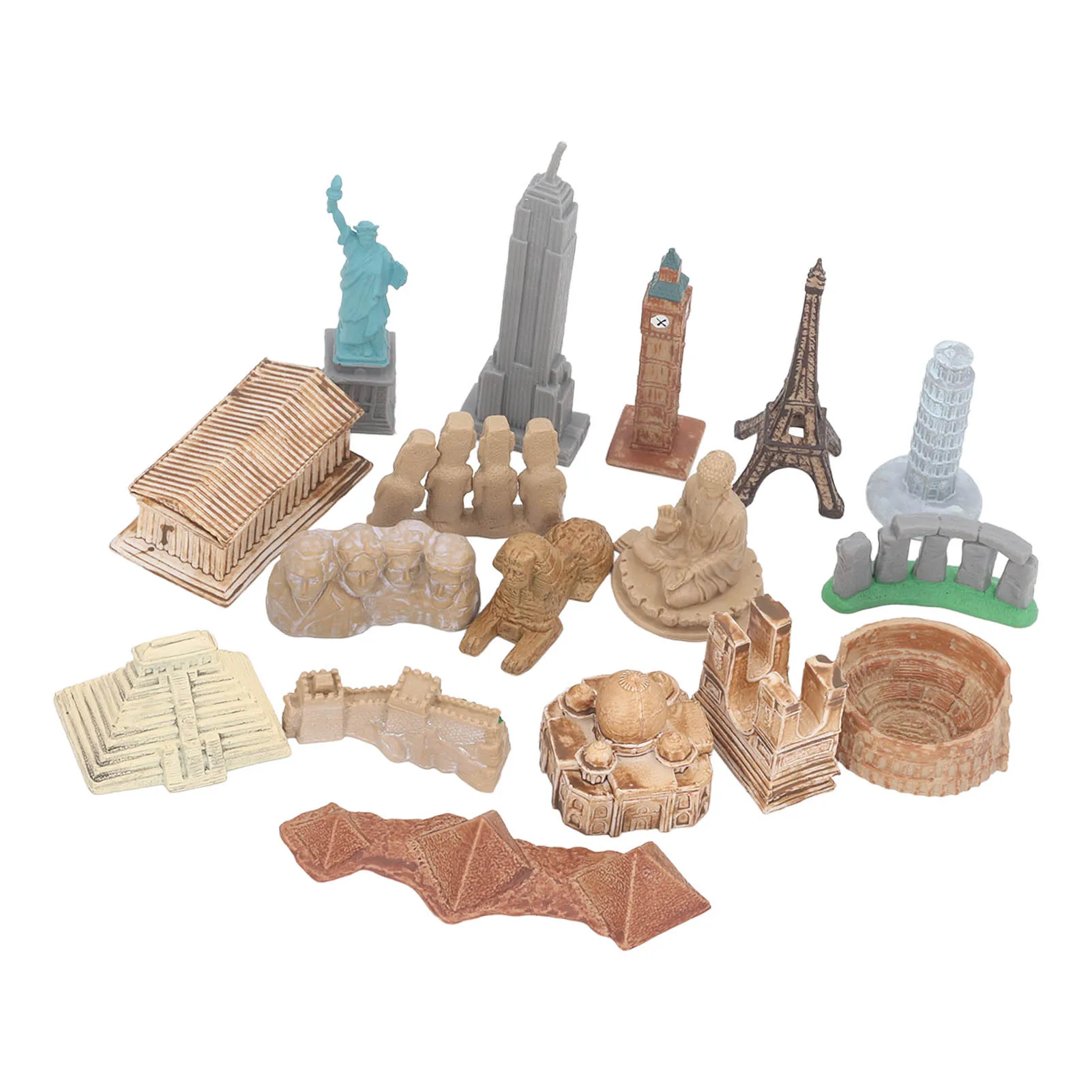 17Pcs Miniature Ancient Buildings Set Plastic Around The World City Miniatures Buildings Egyptian Pyramid Model Kit Decoration