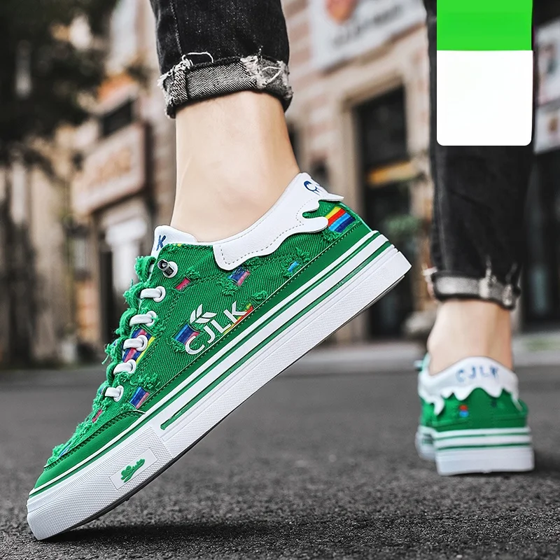 

Men's Canvas Slip-On Sports Shoes Breathable Low-Top Rubber Outsole Korean Style Flat Shoes Comfortable Casual Footwear