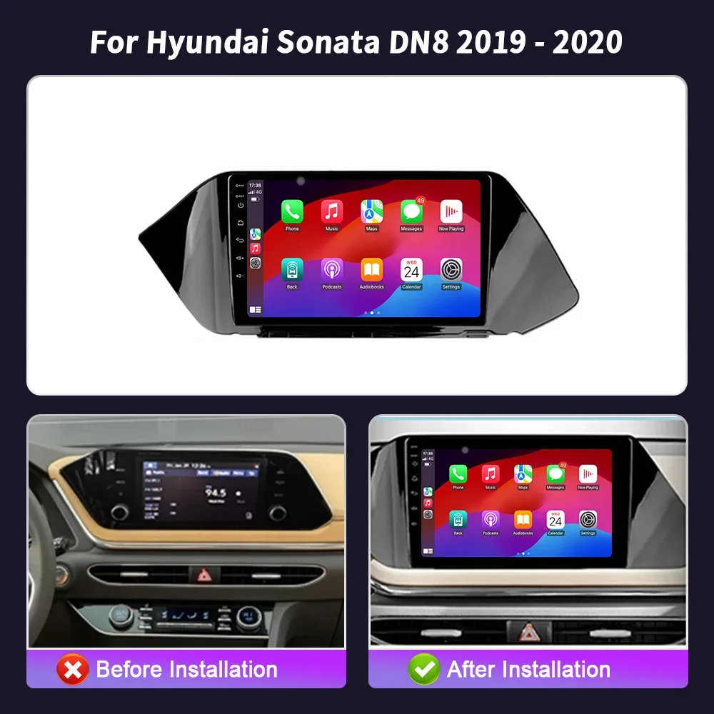 Wireless Carplay Stereo Screen 4G Android 14 For Hyundai Sonata DN8 2019-2020 Car Radio Navigation GPS WIFI Multimedia