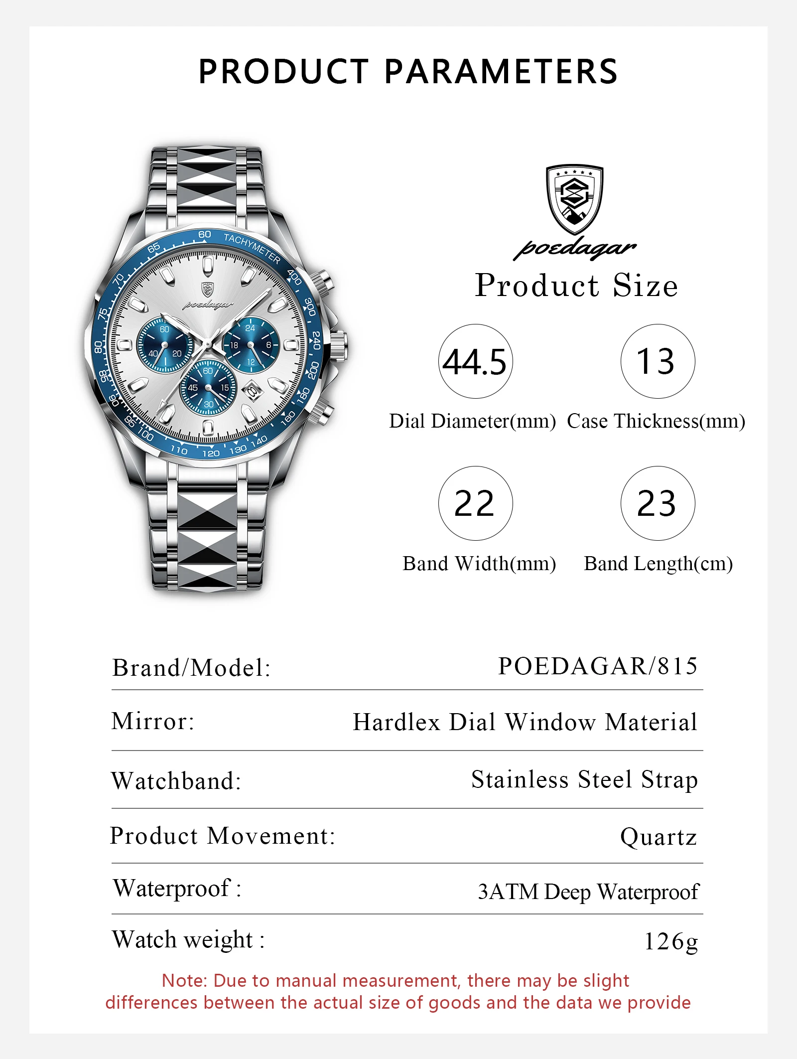 POEDAGAR Luxus Marke Männer Uhr Wasserdicht Leucht Edelstahl herren Uhren Chronograph Datum Quarz Business Uhr Für Mann – Detail 9