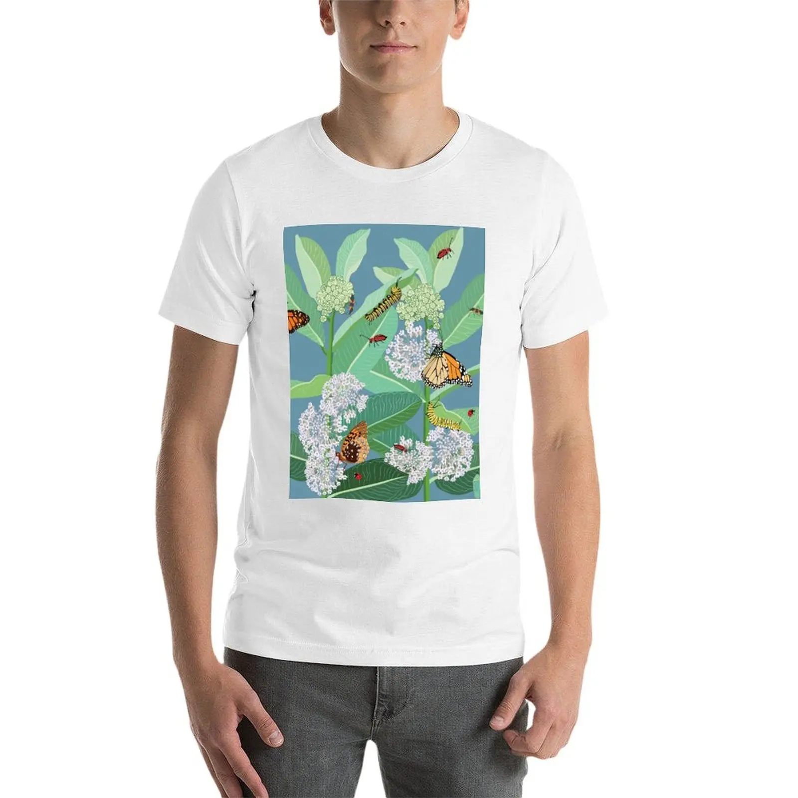 العاهل الفراشات والحليب الأعشاب تي شيرت g رجل تي شيرت للرجال القطن تي شيرت رجل 100% تي شيرت للرجل تي شيرت