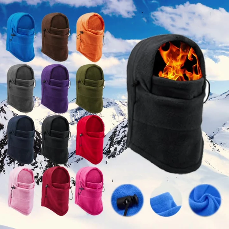 Warm Cap Winter Hat Polar Fleece Hood Casual Beanie Ski Snow Cap Snood Scarf Warmer Thermal For Women Men