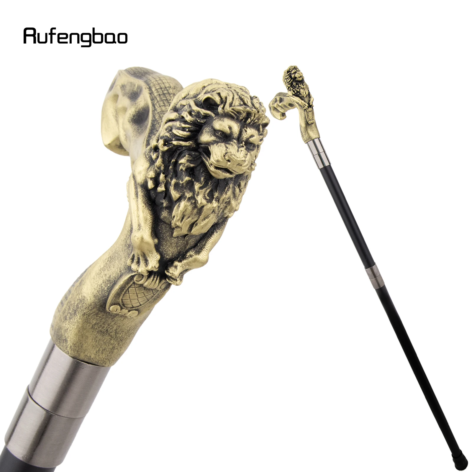 

Yellow Resin Lion Head Resin Walking Cane Fashion Decorative Steel Stick Gentleman Lion Performance Stage Cane 93cm