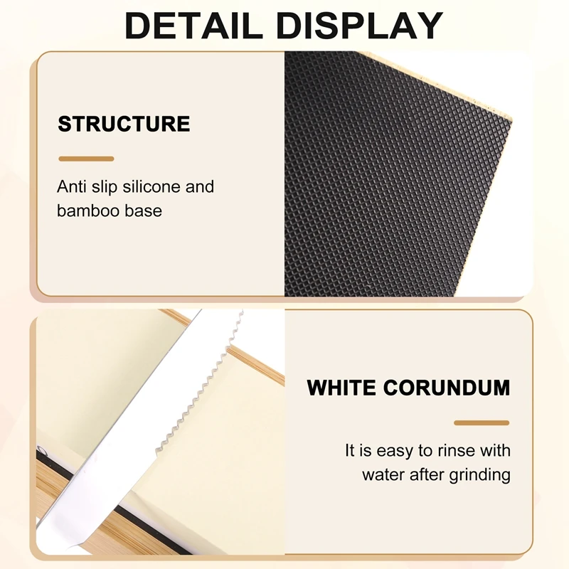 ABJA-Juego de piedras de afilar, piedra para afilar cuchillos de doble cara de grano 5000/10000 para cocina, Base de bambú antideslizante y guía angular