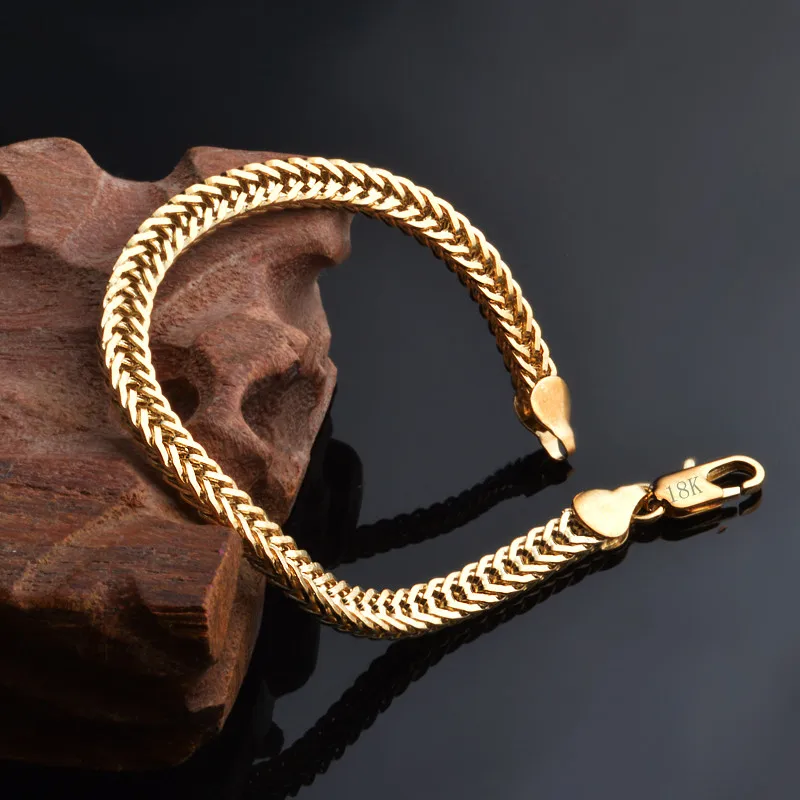 Classic Shiny 18k Gold Snake Chain Bracelet Male Female Jewelry For Daily Party Travel Best popular Fast Shipping