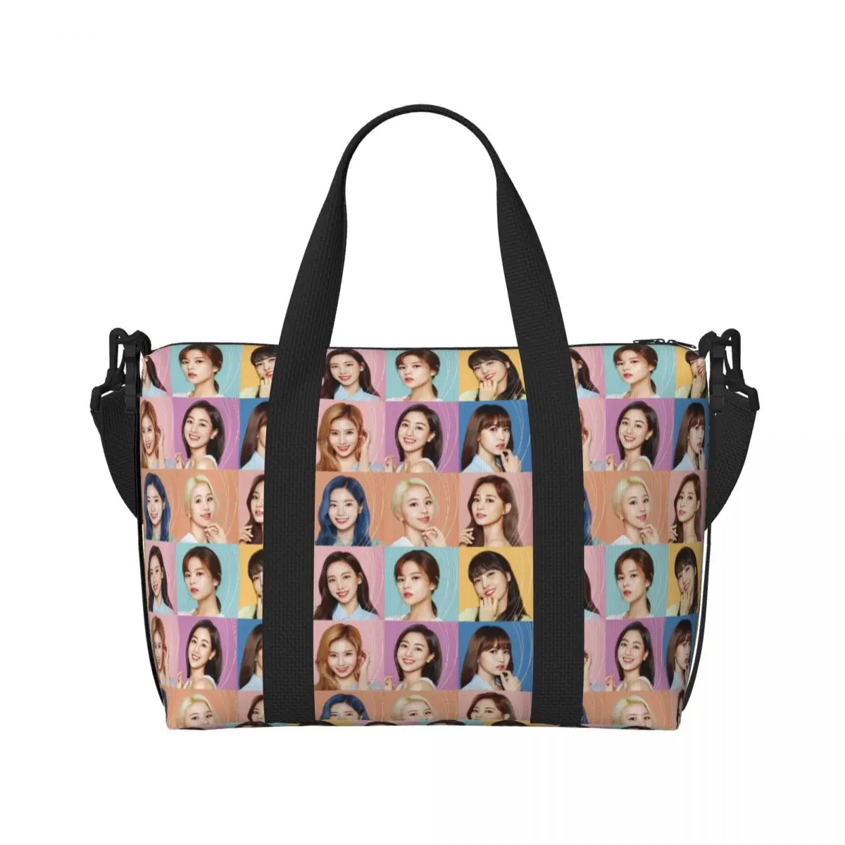 Custom Beauty Kpop Twices Tote Bag Women Large Capacity Lovely Beach Gym Shoulder Travel Bag