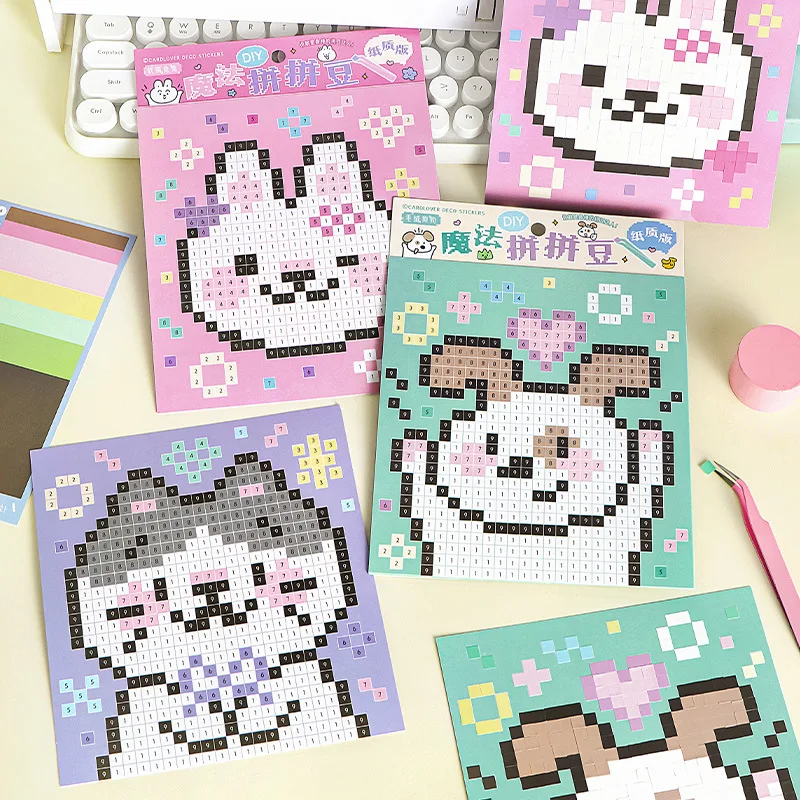 

Card Lover 2 шт. [Серия Bubum Island] Милые животные Пиксельные ветровые наклейки Бумажная версия волшебного коллажа Набор наклеек в виде фасоли