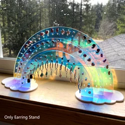 1pc 3-Tier Iridescent Acrylic Rainbow Earring Organizer, Lightweight & Durable Design Colorful Acrylic Jewelry Rack.