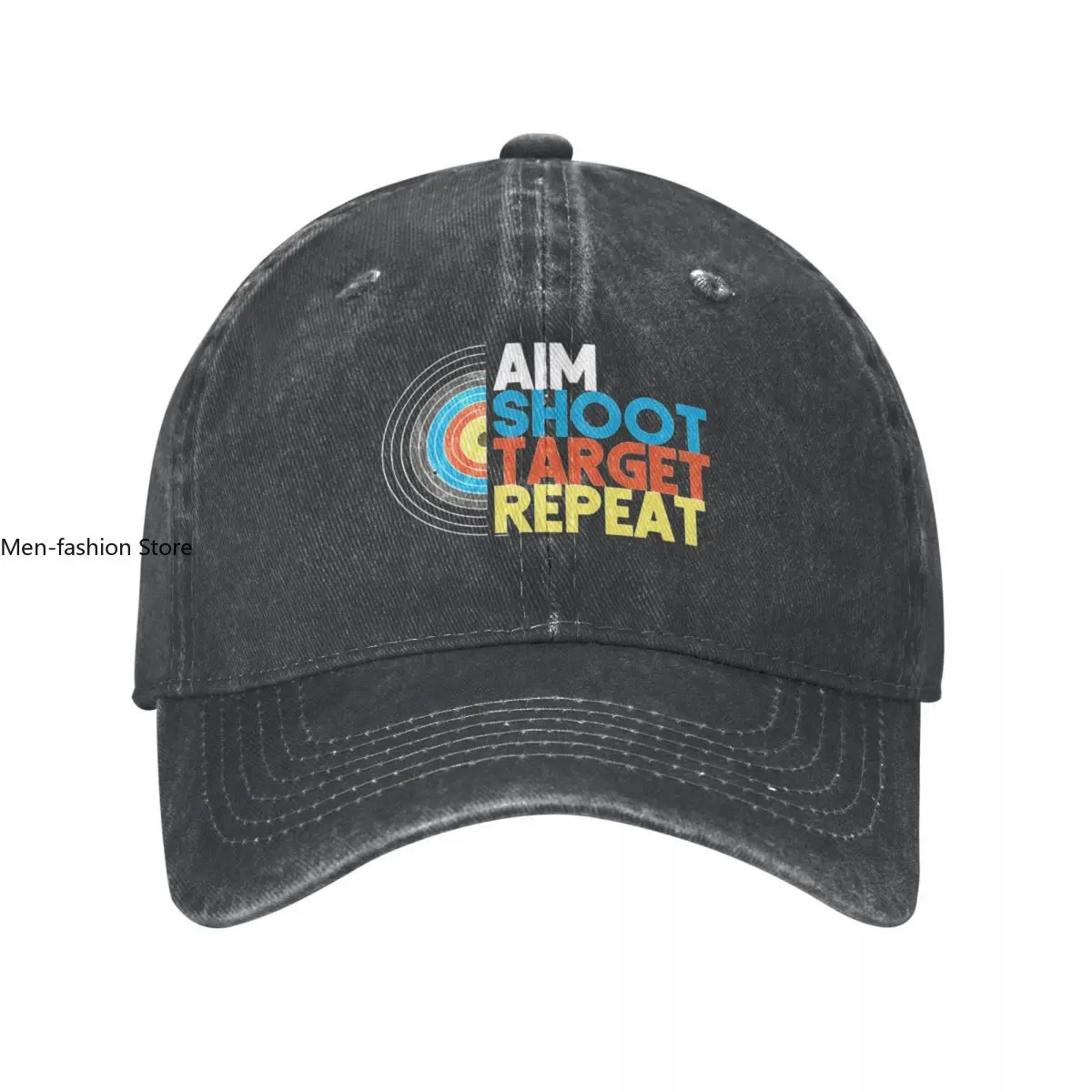 Aim Shoot Target Repeat Archery Sports Archer Men Women Baseball Caps Distressed Denim Caps Hat Classic Workouts Gift Sun Cap