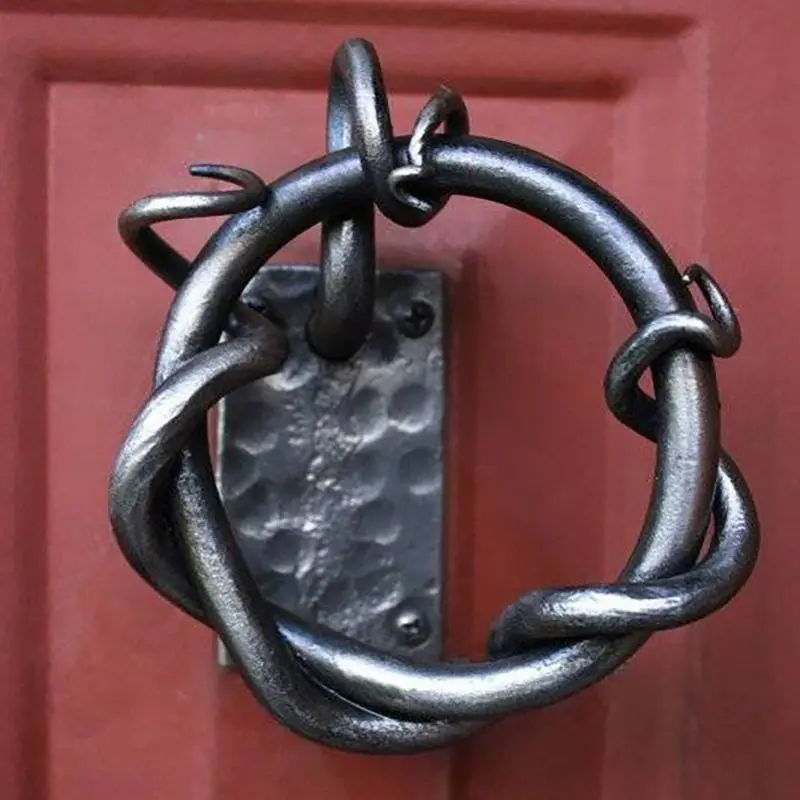 

Hand forged iron pull ring Vintage cabinet door handle Home wooden door handle