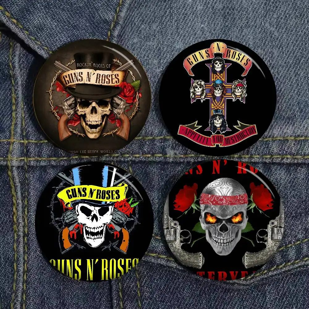 Rock Music Band G-Guns N R-Roses Customizable Soft Button Pin For Women Creative Jewelry Funny Badge Cartoon Lover Hat