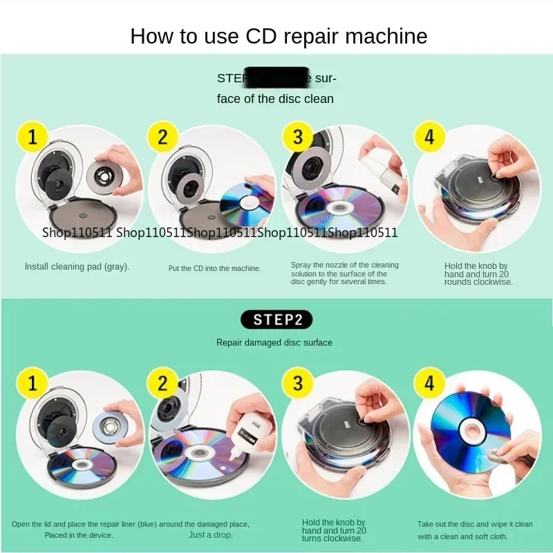 

CD Repair Machine CD Disc Scratch Repair Device DVD Data Recovery Set Cleaning Fluid Paste Tool Cleaner