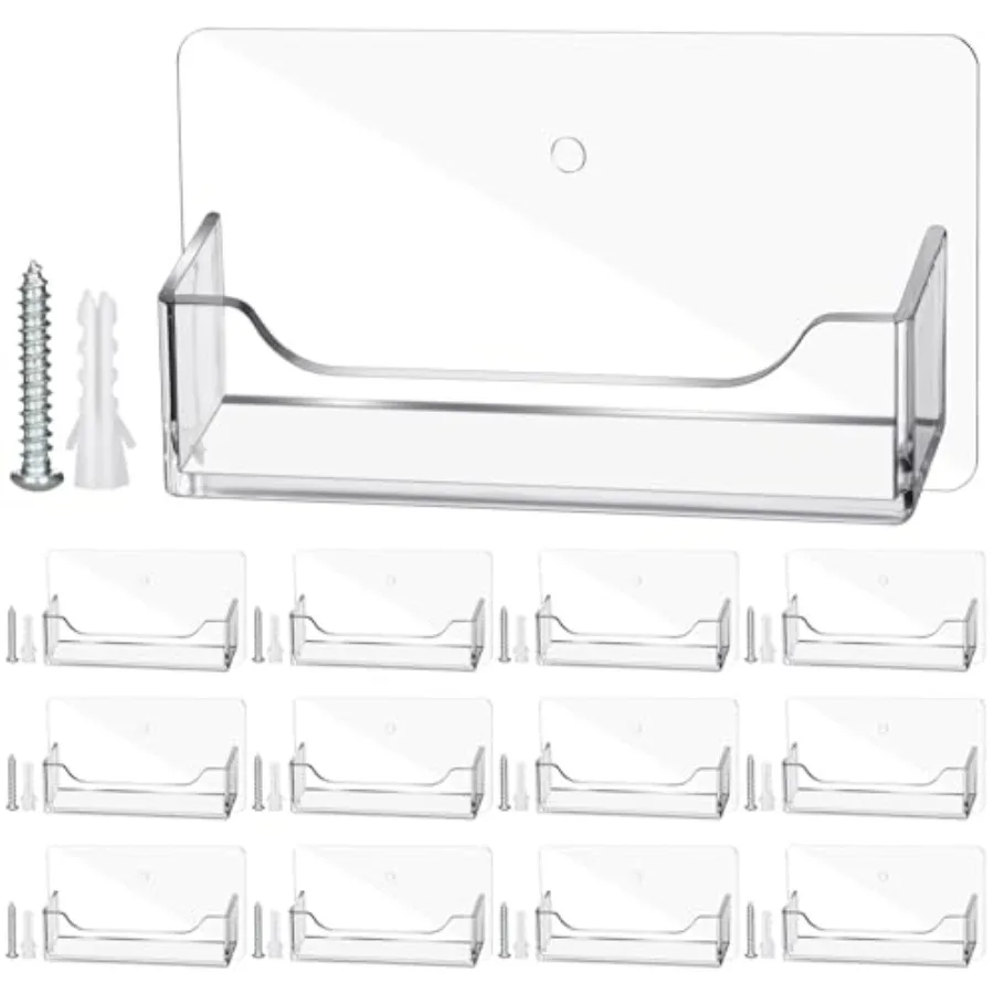 Wesiti 4 قطع جدار جبل حامل بطاقة الأعمال واضح الاكريليك مكتب حامل بطاقة الأعمال عرض حامل بلاستيكي الباب سطح المكتب Organiz