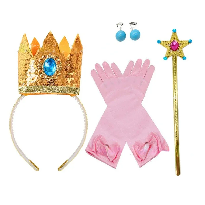 2024 Girls Cartoon Princess Crown Cosplay Pentagram Magic Stick Earring Set Anime Girl Dress Up Halloween Christmas Gift