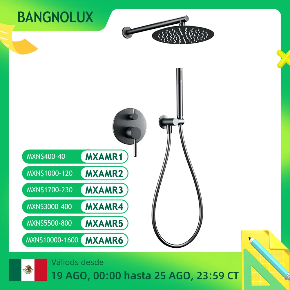 

Black Bathroom Shower Faucet Set Wall Mount Rainfall Shower Head Hot Cold Diverter Gunmetal Bath Bathtub Mixer With Handshower