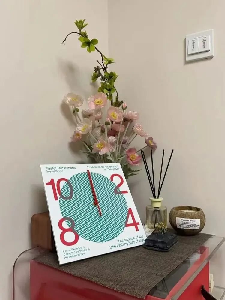 Creative Pop Art Square Wall Clock Ultra-Thin Silent Scan Quiet for Living Room Bedroom Study Studio Decoration,The perfect gift