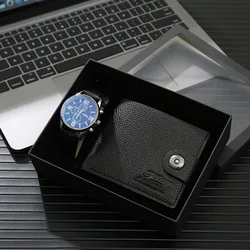 Coffret cadeau de qualité pour homme, montre, noir, marron, ceinture en cuir, portefeuille, cadeaux d'affaires, mode, livraison directe, ensemble de 2 pièces, 2024