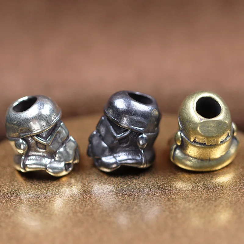 Soldier Helmet Knife Beads Brass EDC Outdoor Tools DIY Paracord Accessories Keychains Keychain Lanyard Pendants Punk Charms Gift