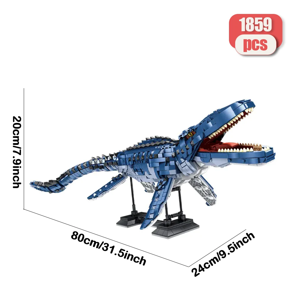 creative expert Dinosaur moc ideas building block Jurassi model toys Sea Mosasaurus birthday New Year gifts christmas 1859pcs