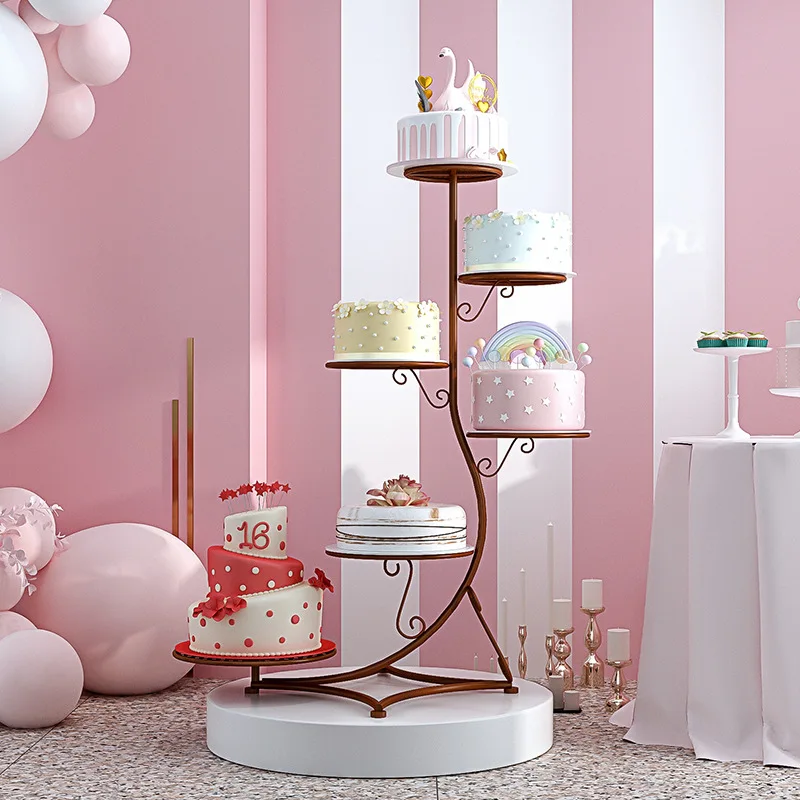Wholesale six-layer birthday party wedding European wrought iron cake decorative cake rack multi-layer metal cake rack