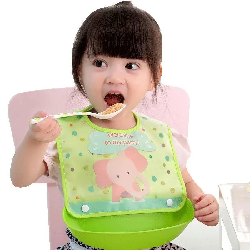 Baby Waterproof Bibs Silicone Feeding Baby Saliva Towel Newborn Cartoon Aprons Baby Bibs Adjustable Feeding Apron Saliva Bandana